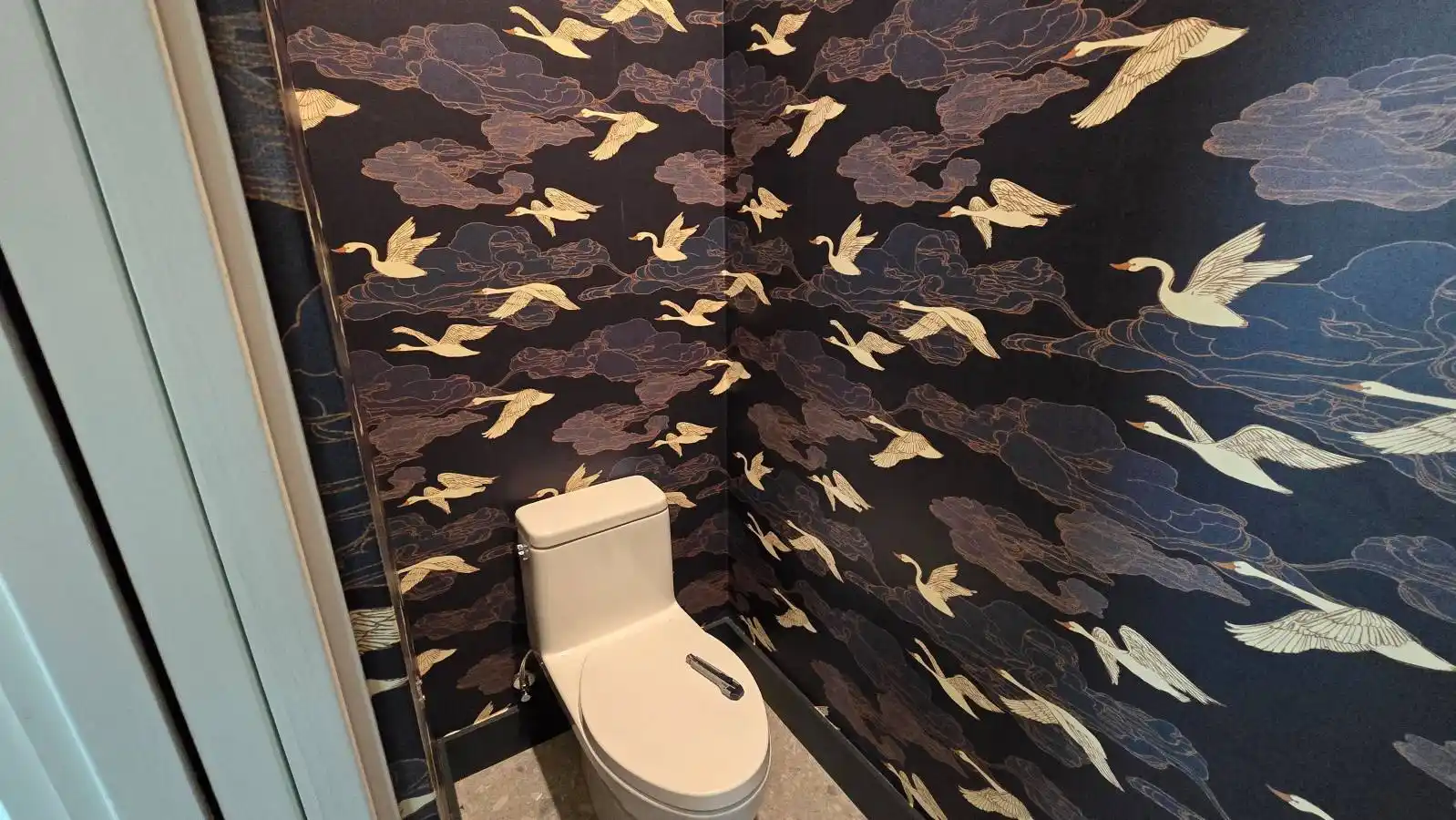 Portfolio - patterned wallpaper in a Bay Area living room
