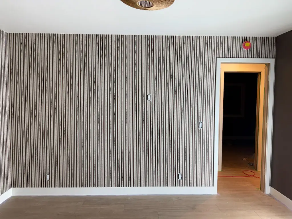 Residential wallpaper installation in a modern Bay Area home